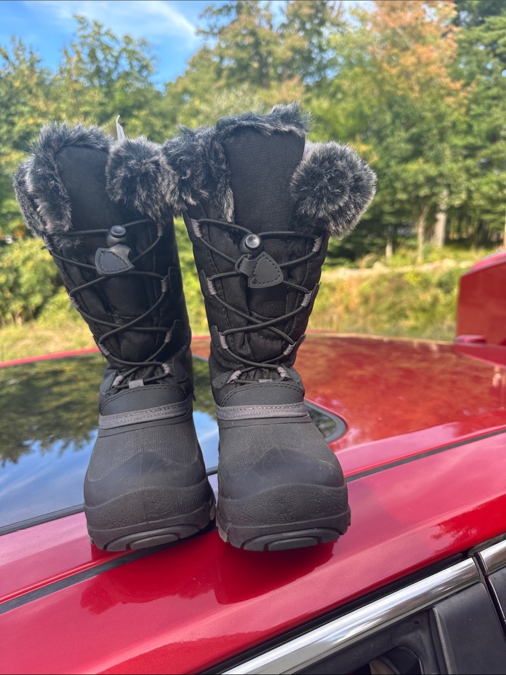 Kamik Black Kids Winter Boot with Faux Fur Cuff - Picture 4 of 6